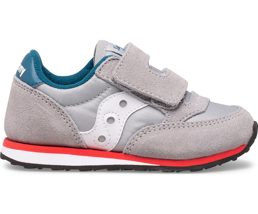 Saucony Baby Jazz Hook & Loop Sneakers Barn Grå Blå Röda | Sverige 019QMA